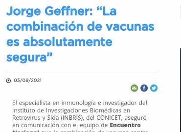 Desde el @inbirsar queremos compartir la entrevista realizada Dr. Jorge Geffner, especialista en inmunología e investigador del INBIRS.